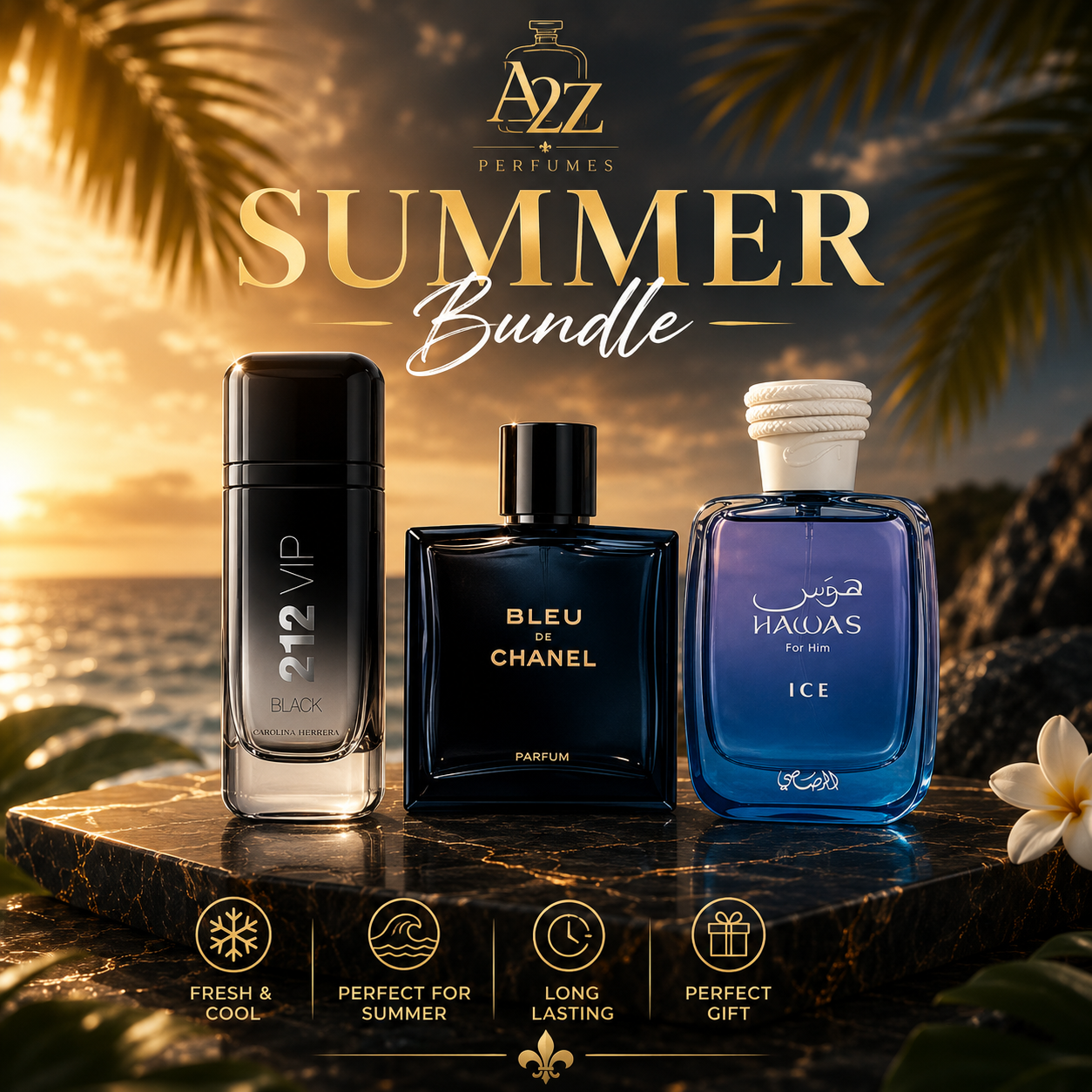 Hawas & 212 vip black & bleu de chanel perfume